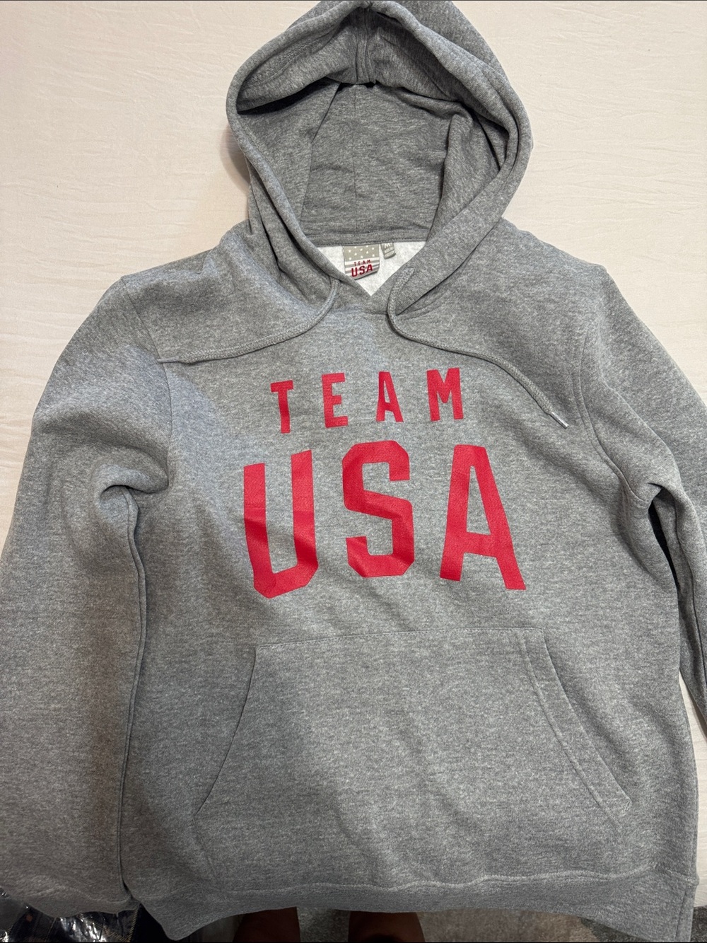 Team USA Gray Hooded Sweatshirt with Red Logo New Size Medium